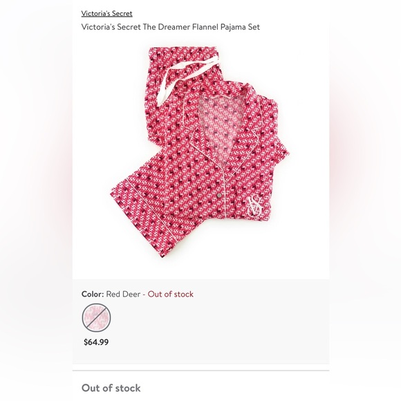 Victoria’s Secret the dreamer flannel pj set size sm deer 🦌 print red & black - Picture 13 of 13